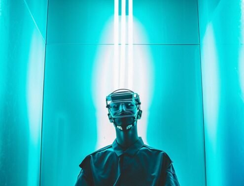 Meditative Pose in Cyberpunk Setting